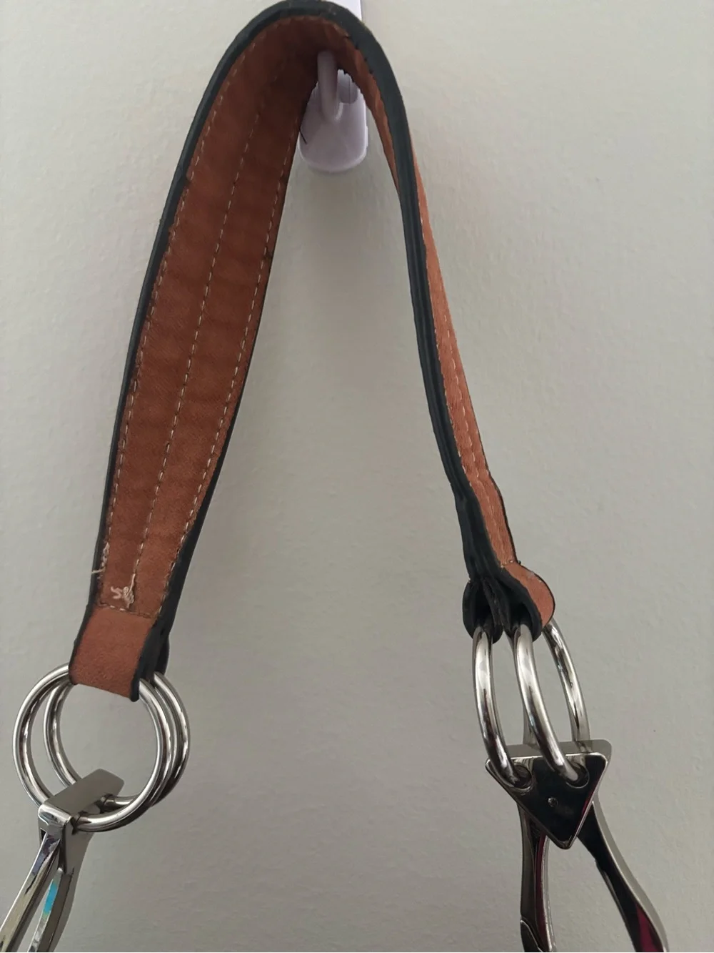 Myra Brown Leather & Ivory Patterned Hobo Canvas Crossbody Shoulder Bag